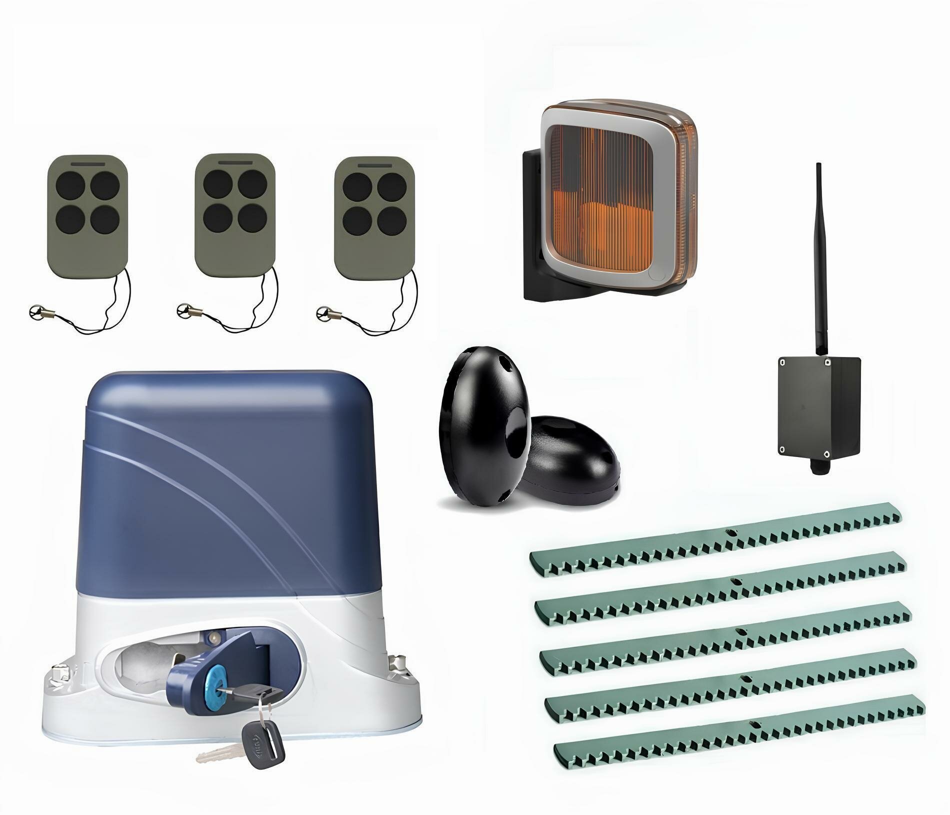 Автоматика для откатных ворот KSL-800 FULL-2K5-BT-Т3 комплект: привод 3 пульта Bluetooth-модуль фотоэлементы лампа 5 реек