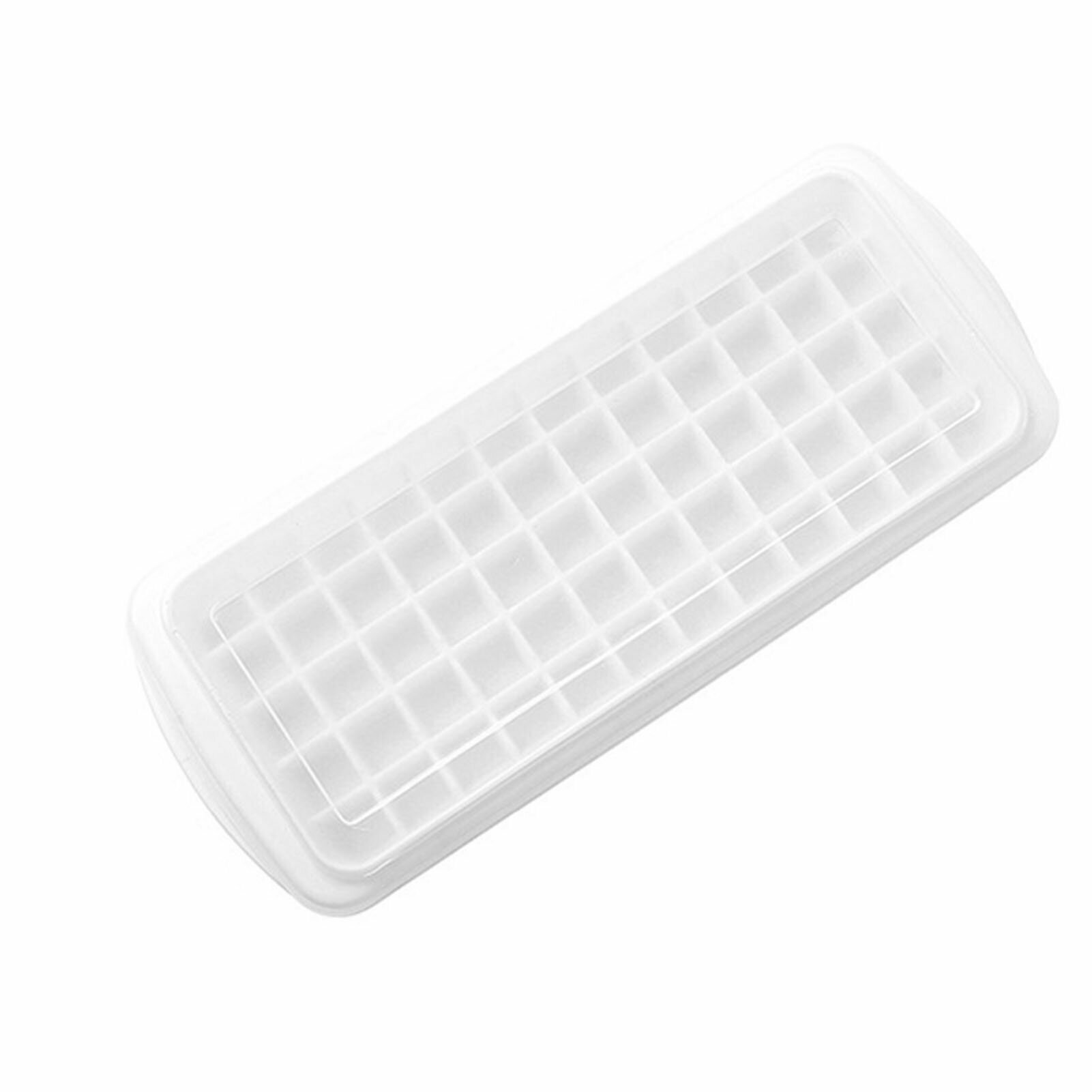 60 Grids DIY Ice Cube Tray Pressing Demoulding Silicone Mould with Lid for Home White