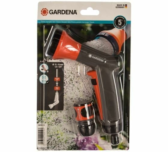 Пистолет-распылитель для полива Gardena Classic + Коннектор с автостопом 18312-33.000.00