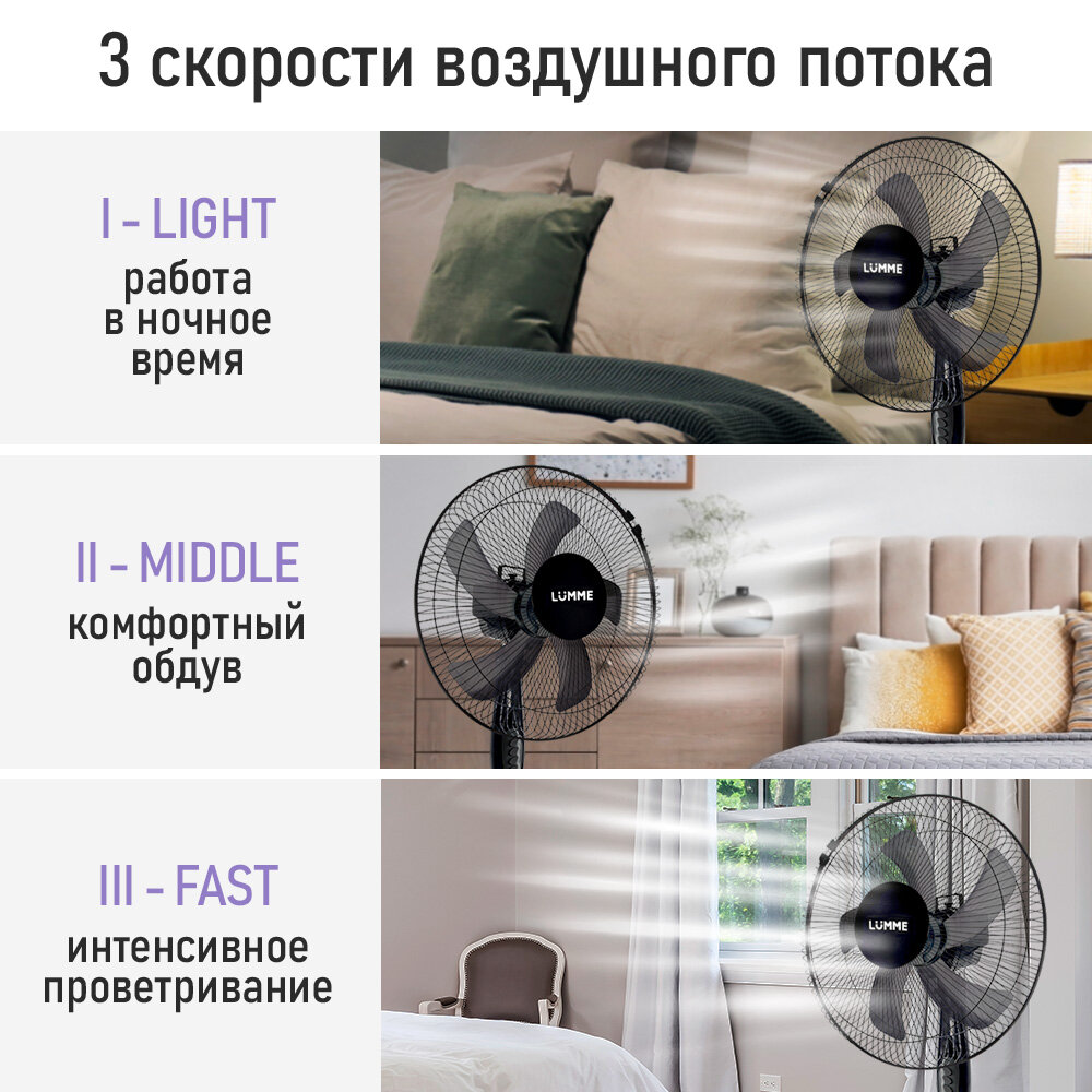 Напольный вентилятор LUMME LU-FN110A черный/черный — фото 1