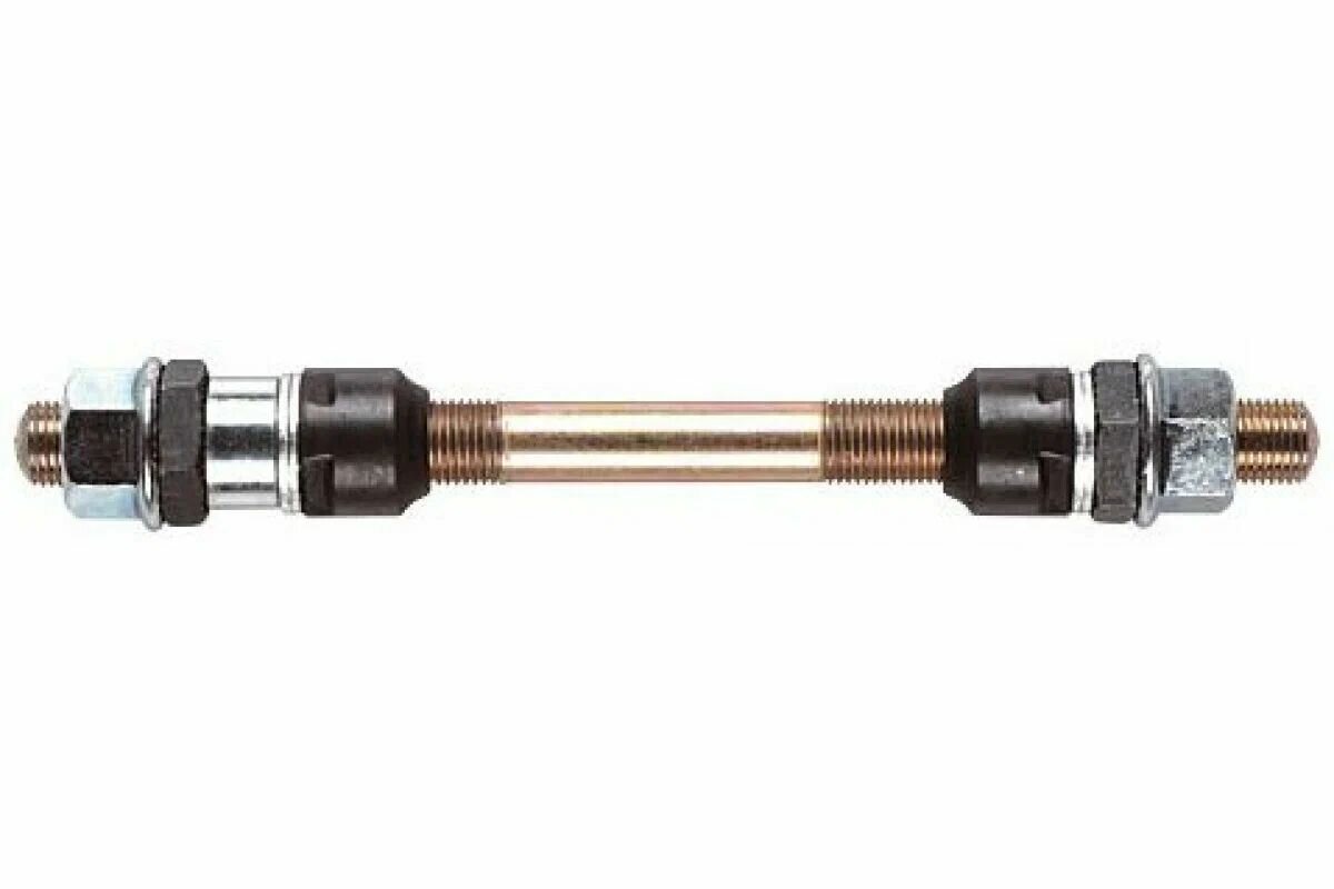 Ось передняя втулки колеса велосипеда с конусами 2317A под гайку 3/8х140мм серебро