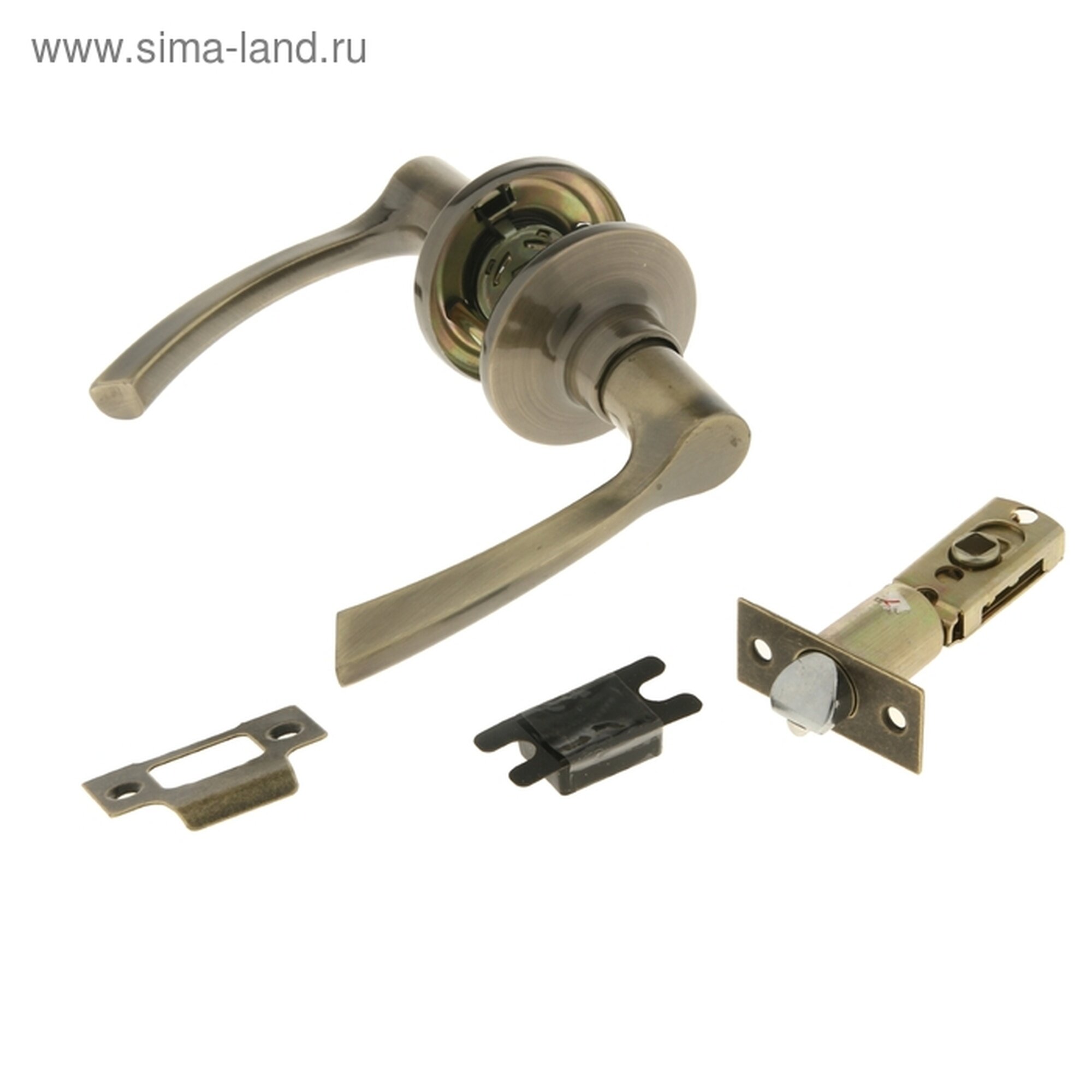 Межкомнатная защелка Тундра 3186 бронза с защелкой 2 ручки круглая розетка