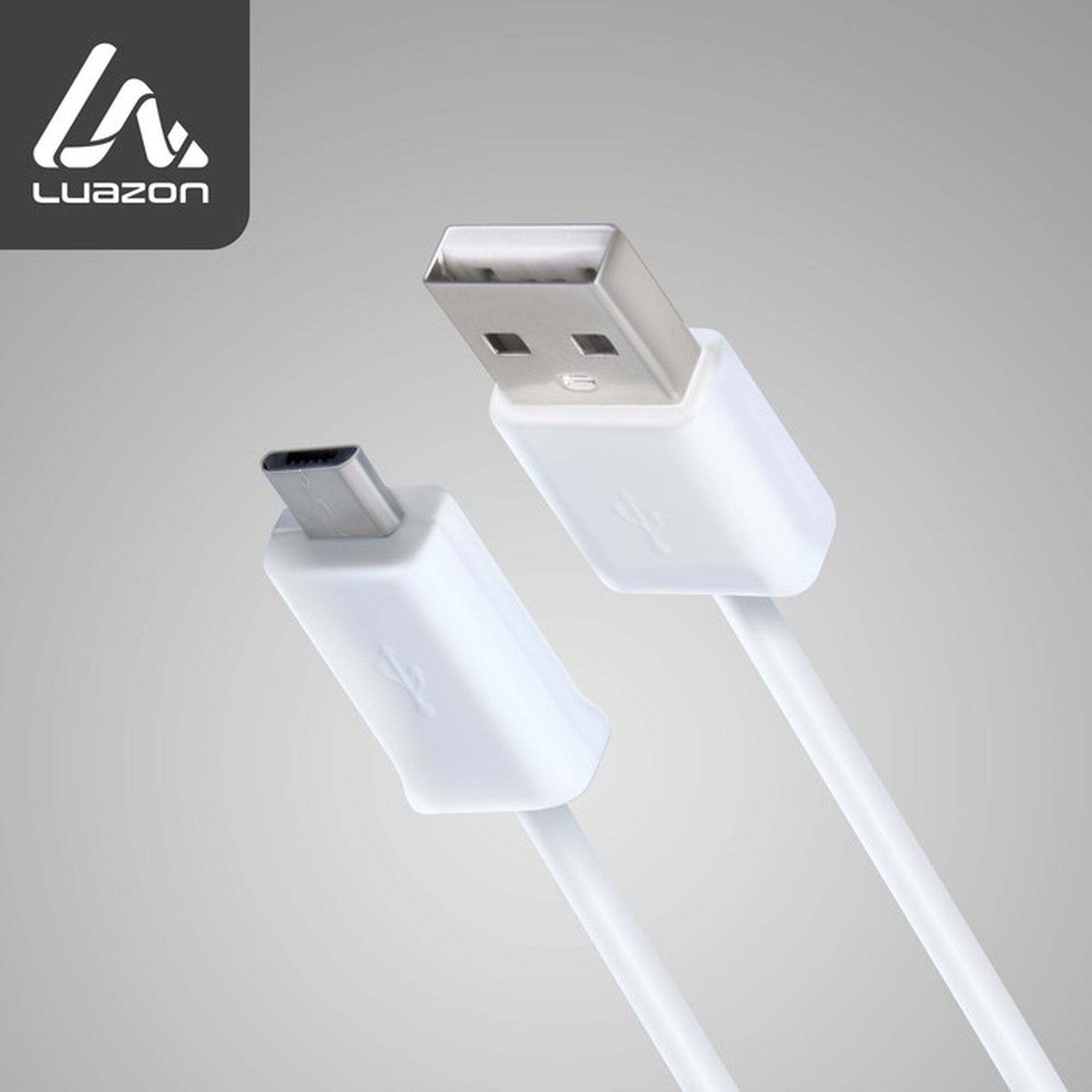 Кабель Luazon, micro USB - USB, длина 1м, передача данных, ПВХ оболочка, белый — фото 1