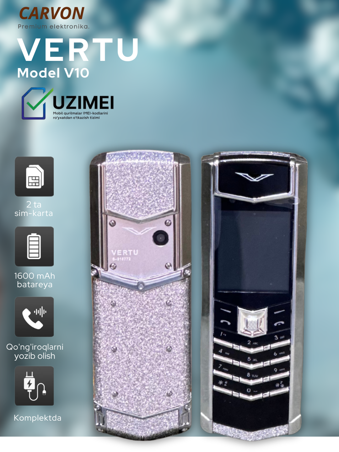 Телефон Vertu V10, сапфировое стекло, нержавеющая сталь, камера 1.3MP Блестящие камни