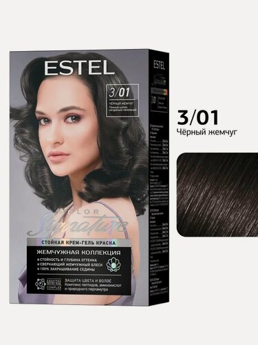 Изображение товара ESTEL Крем-гель краска COLOR SIGNATURE для волос, 3/01 Черный жемчуг, Жемчужная коллекция