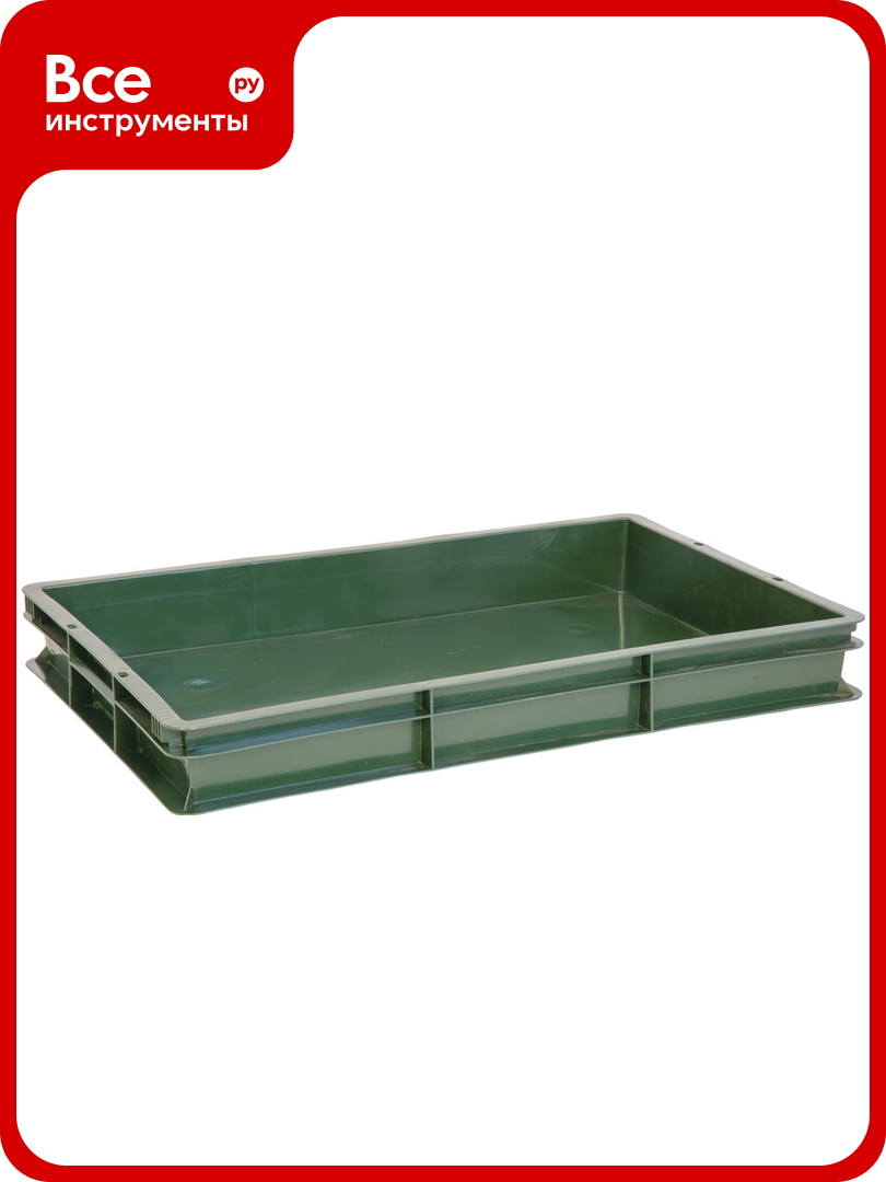Сплошной ящик п/э 600x400x75 зеленый Тара. ру 06847