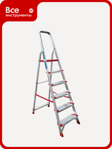 Изображение товара Профессиональная стремянка Новая Высота NV3117, 1x6 ступеней 130 мм, Max нагр. 225 кг, 2К башмаки, 3117106