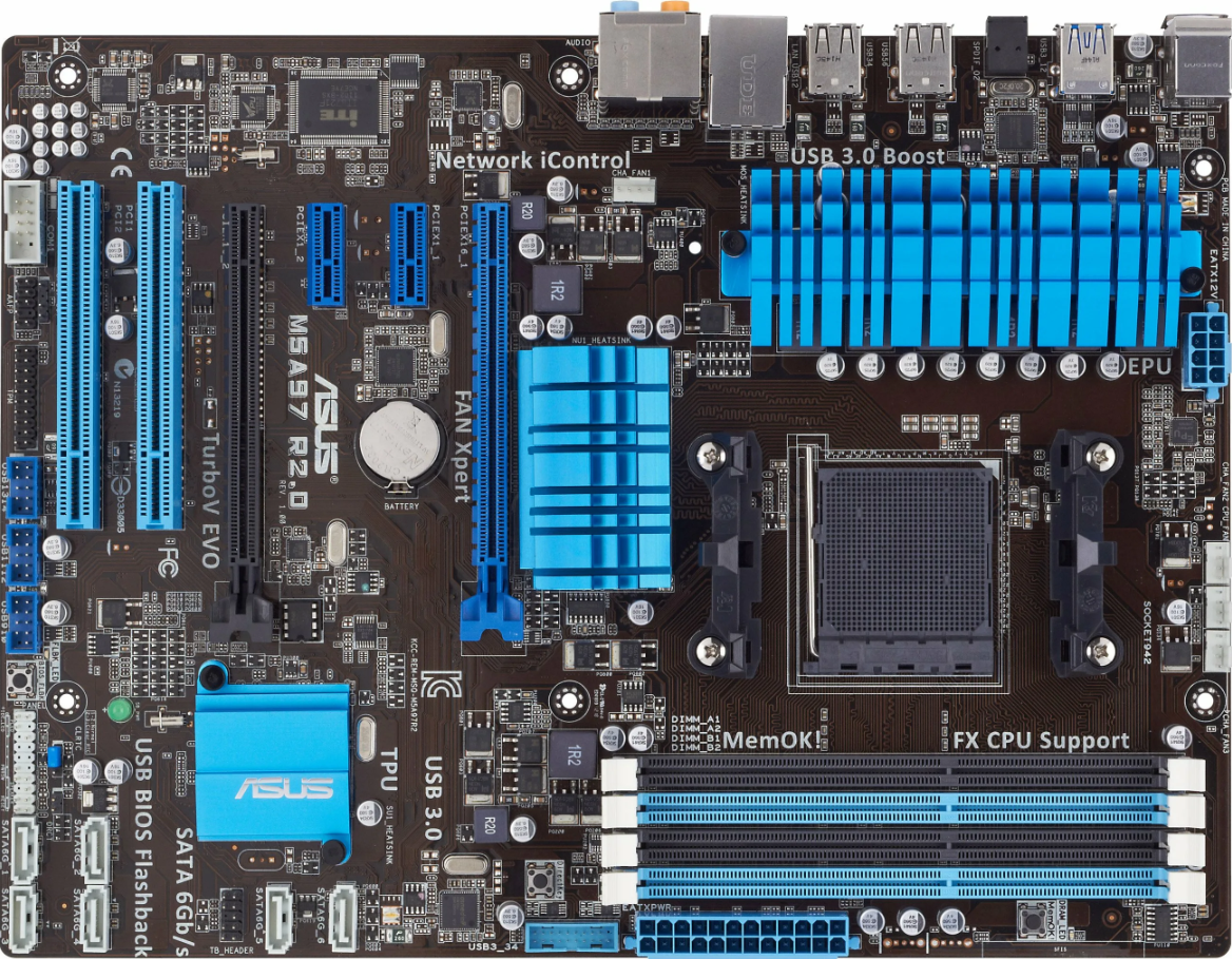 Материнская плата S-AM3+ ASUS M5A97 R2.0, AMD970/4xDDR3/USB3.0/SB/Lan/ATX