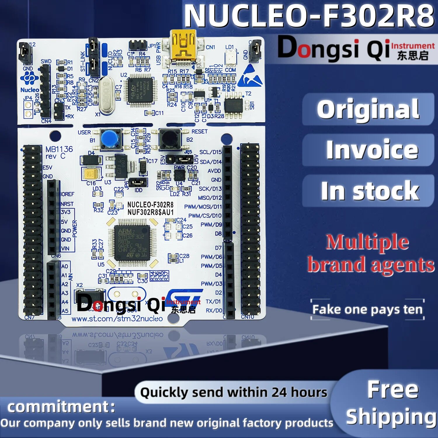 1 шт./лот NUCLEO-F302R8 STM32 Nucleo-64 макетная плата STM32F302R8T6 100% оригинальный запас