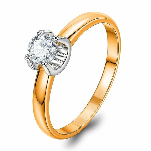 фото Кольцо 585gold, красное золото, 585 проба, родирование, размер 19, белый