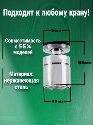 Насадка на кран Siz - 15 водосберегающая ( Аэратор для смесителя ) — фото 1