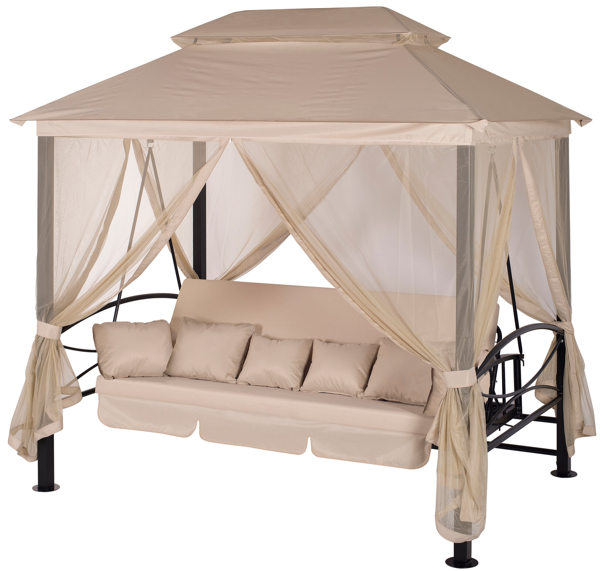 Беседка-качели «Пальмира» металл бежевая 254 см х 170 см х 245 см до 400 кг