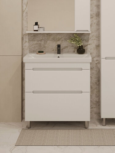 Изображение товара Тумба напольная Vannika Flavia 80 с раковиной Фест 80 для ванной комнаты, белая
