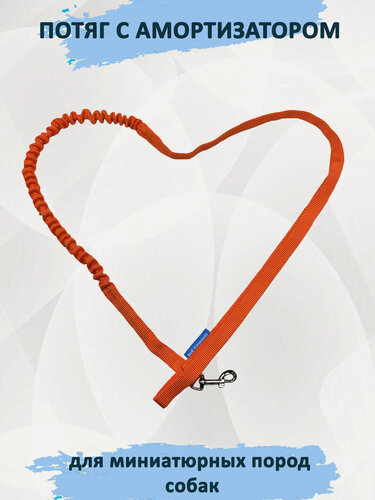 Изображение товара Поводок Cупер лёгкий (Super lite) для мелких пород собак с амортизатором (потяг) оранжевый. 2,5 м