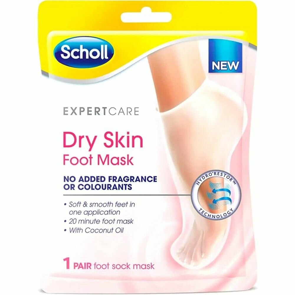 Маска для ног Scholl Expert Care Dry Skin Foot Mask 20минутная с маслом кокосом 1 пара