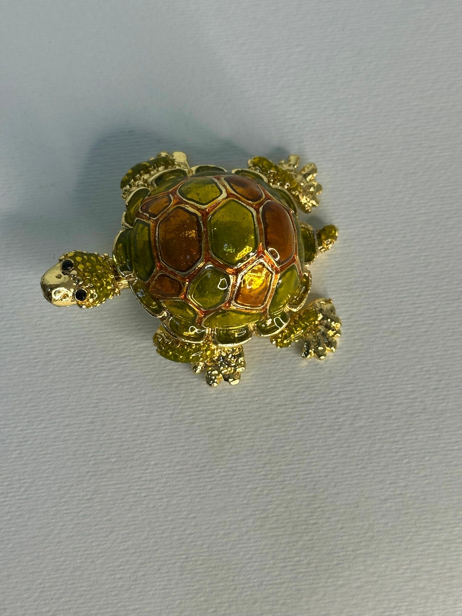 Шкатулка-фигурка Черепашка металлическая со стразами, 6*5*2,5 см — фото 1