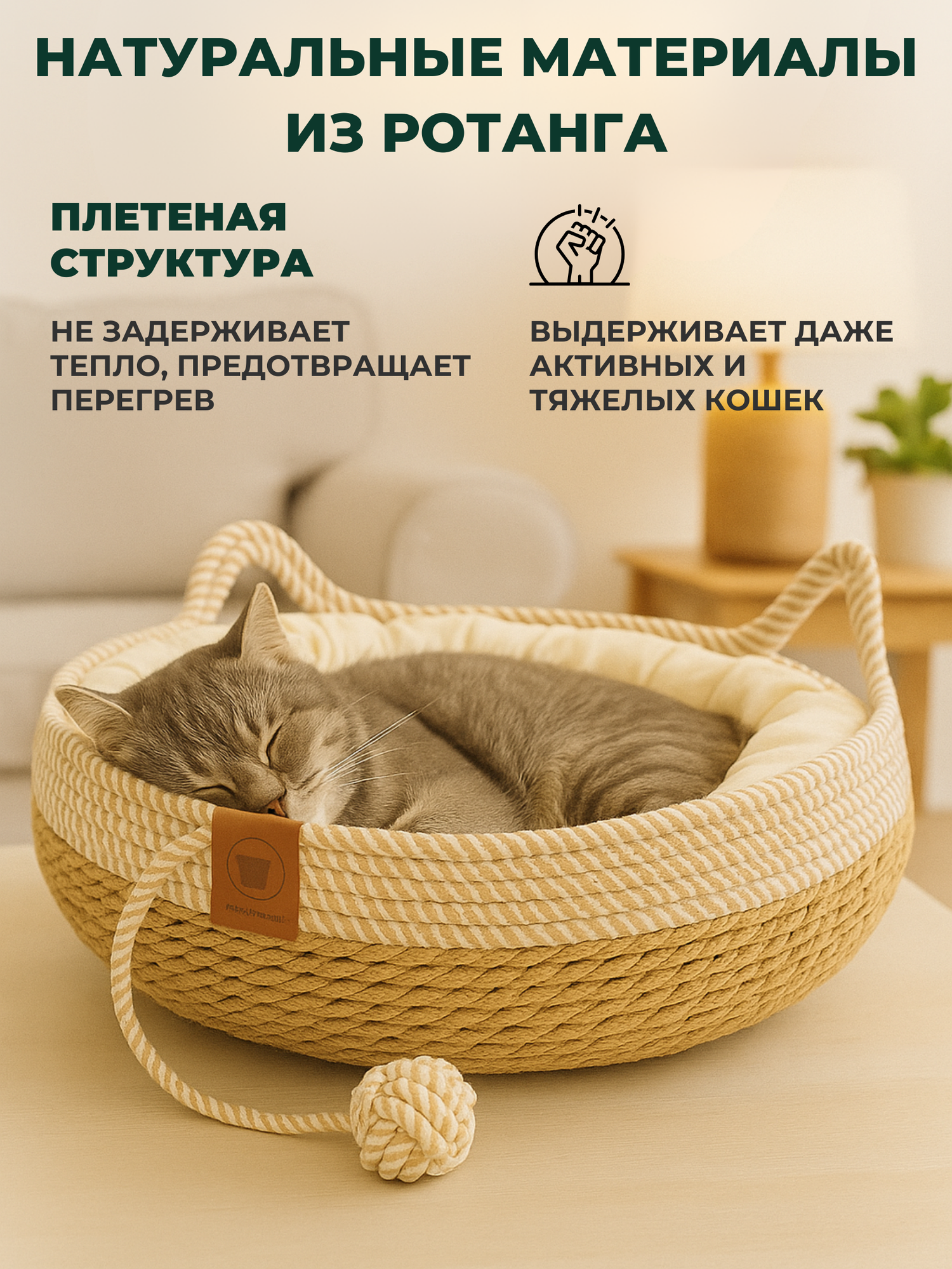 Лежанка для кошек и собак мелких пород Good Ideas — домик для животных с бортиками и подстилкой ЭКО — фото 1
