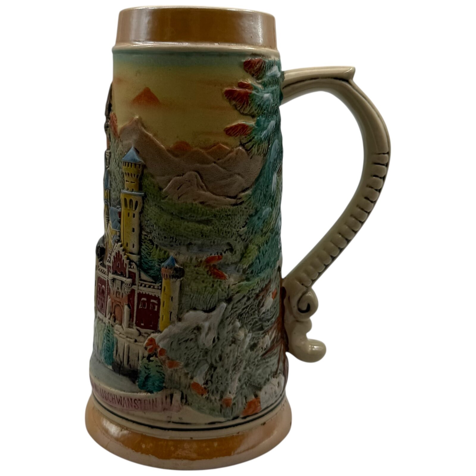 Пивная кружка Масс "Schloss Neuschwanstein", 1 л, керамика, 1970-1980 гг, Германия