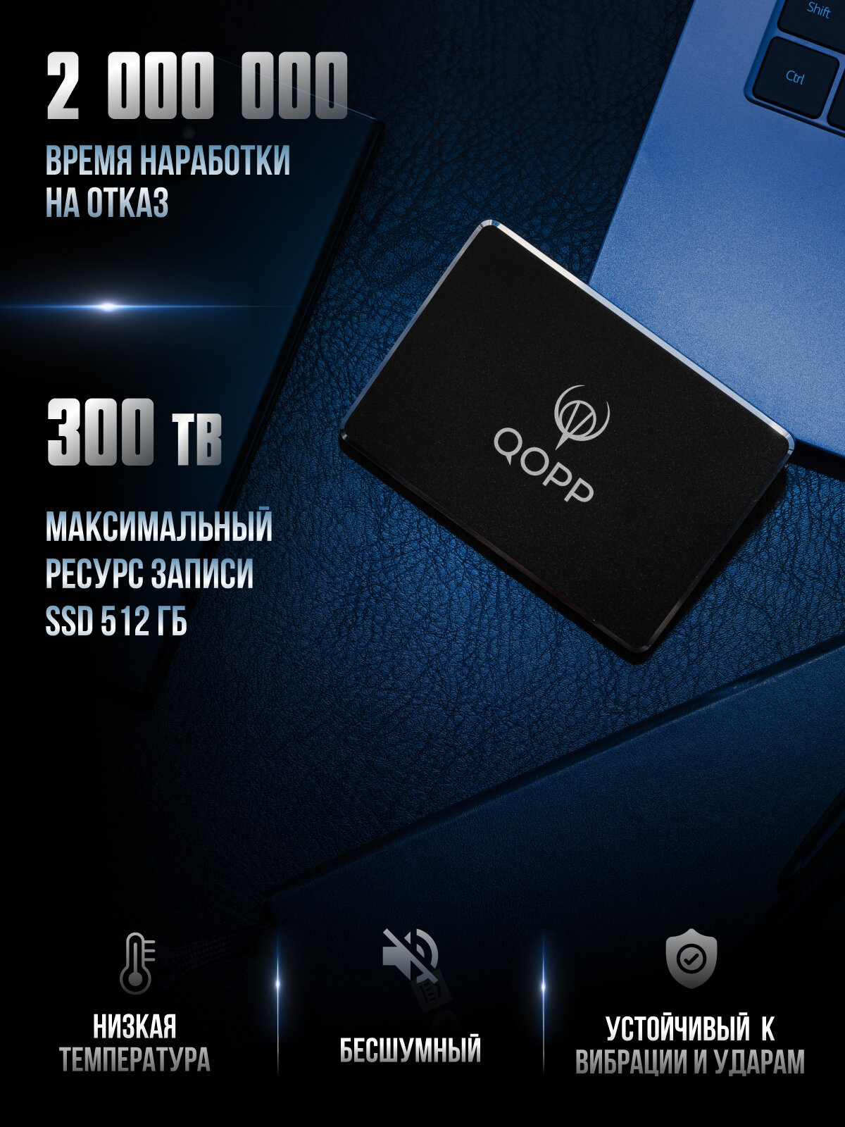 512 GB Внутренний SSD накопитель QOPP 2.5" SATA3 6.0 Гбит/с, жесткий диск для ноутбука и компьютера — фото 1