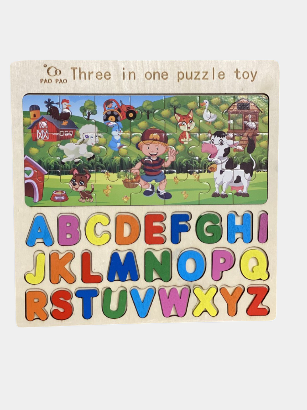 Сортер детский деревянный, головоломка, мозаика, танграм, 3D фигуры — фото 1