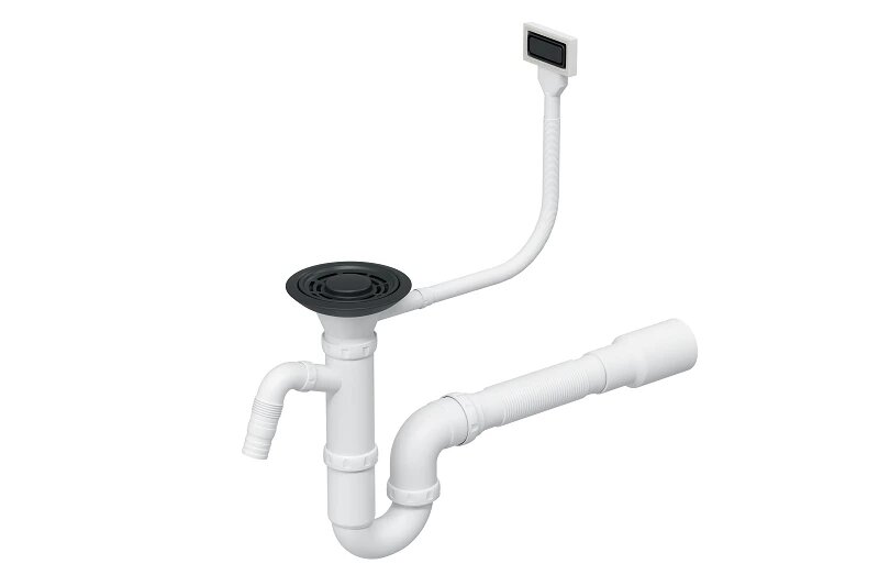 Сифон GRAND одинарный с прямоугольным переливом черный матовый  СФ 0041 