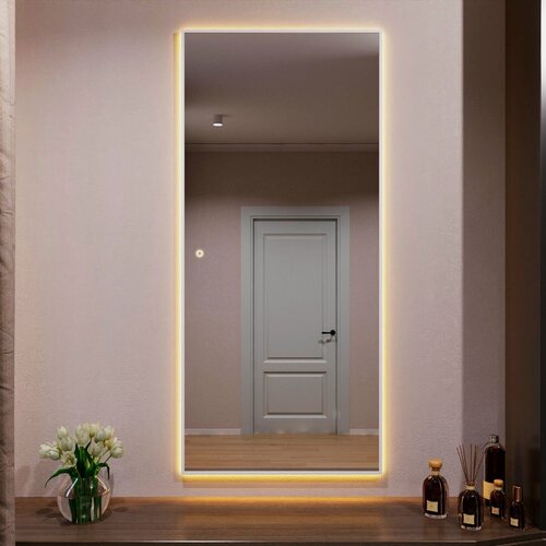 Изображение товара Зеркало настенное 140х60 см. BLX MIRROR с подсветкой сенсорное в алюминиевой раме, Белое