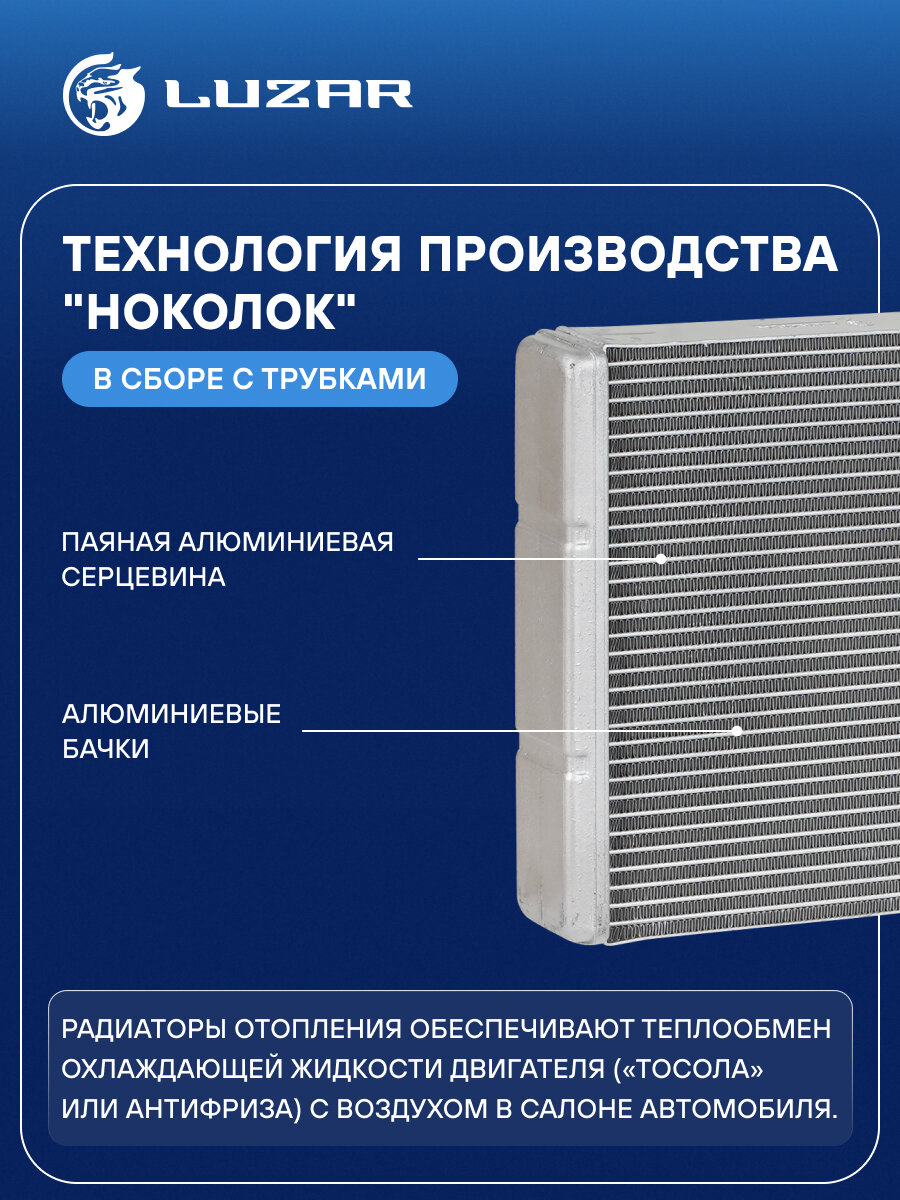 Радиатор отопителя для а/м Москвич 3 (22-)/6 (23-)/JAC J7 (20-)/JS4 (20-) LRh 3032 LUZAR — фото 1
