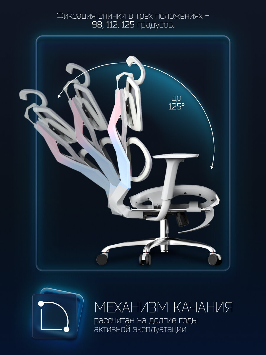 Компьютерные Кресла Xiaomi Кресло офисное игровое X5S-F, с подставкой для ног и регулируемой спинкой, текстиль, Серый