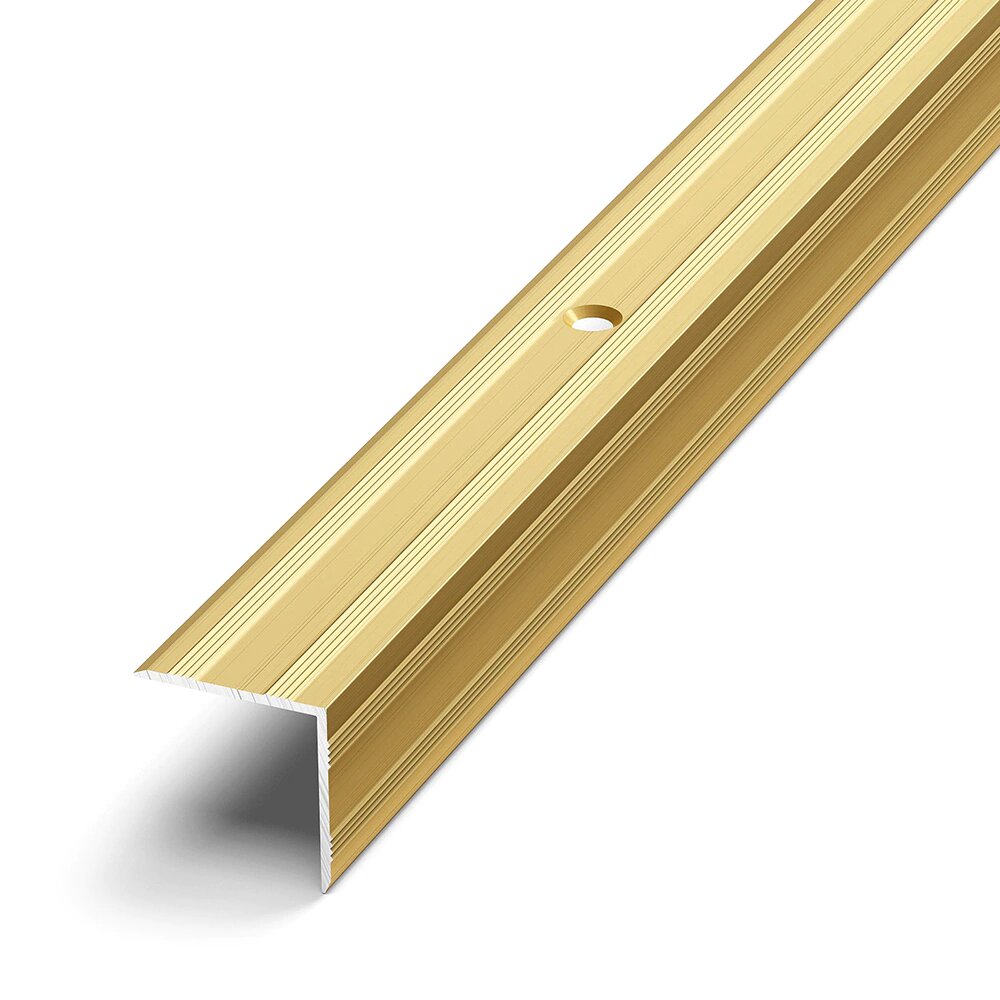 Угол на ступень внешний анодированный золото 900х20х20 мм