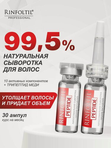 Изображение товара Ринфолтил пептид Липосомальная сыворотка против выпадения волос 30 фл. по 188 мг