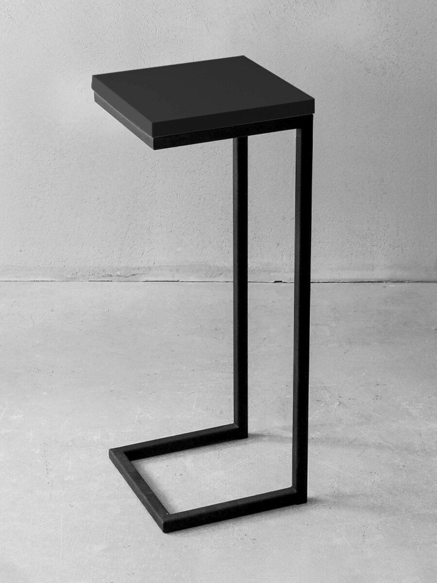 Столик прикроватный в стиле лофт фулл симпл черный МДФ 67х25х25