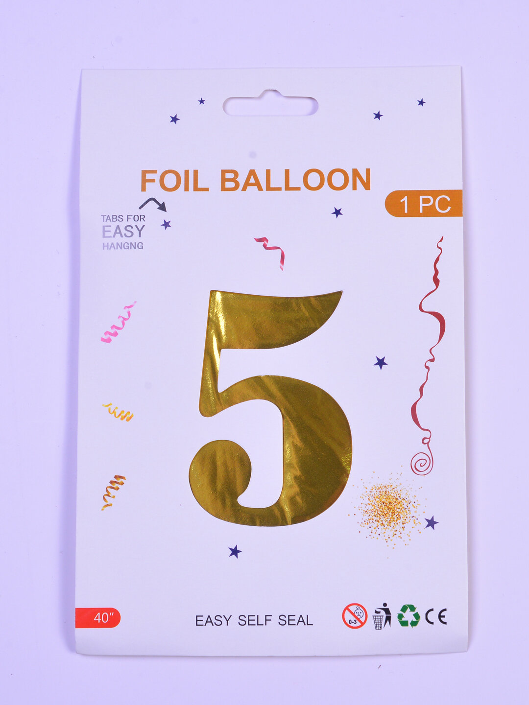 Шар фольгированный "Цифра 5", золотистый, 92см, для праздника — фото 1