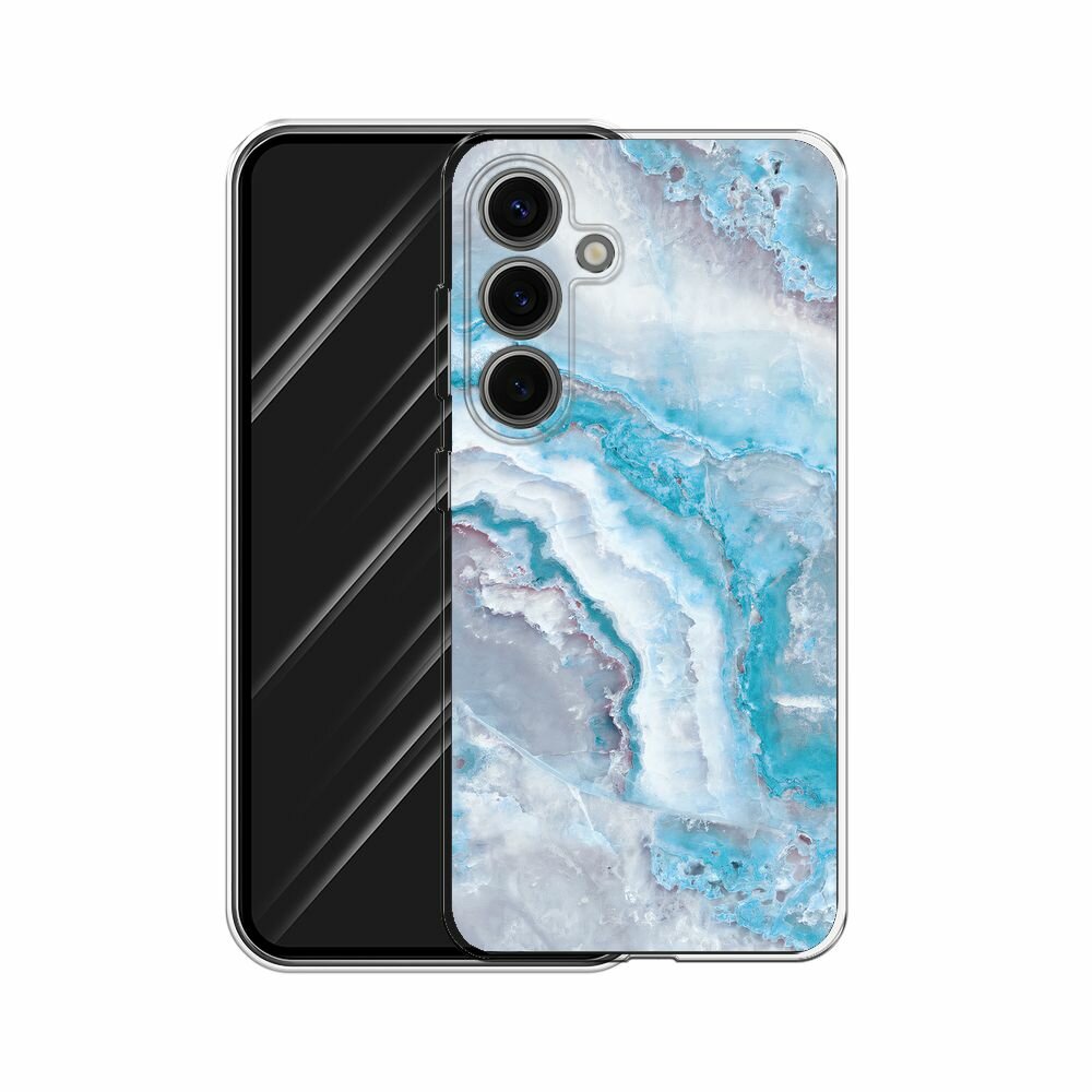 Чехол на Samsung Galaxy S25 / Самсунг S25 с принтом "Нежно-голубой мрамор" — фото 1