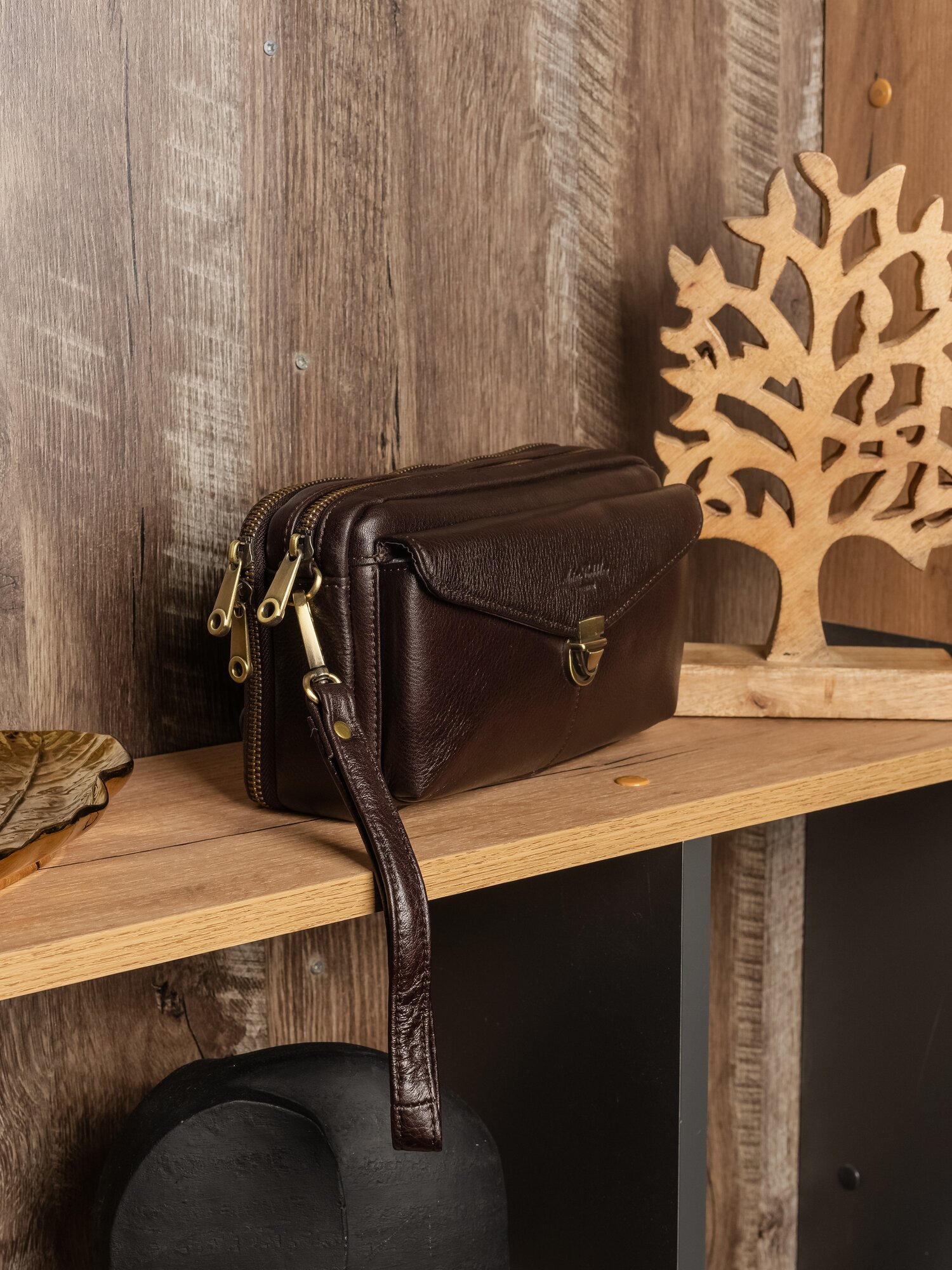 Сумка барсетка , фактура матовая, коричневый — фото 1