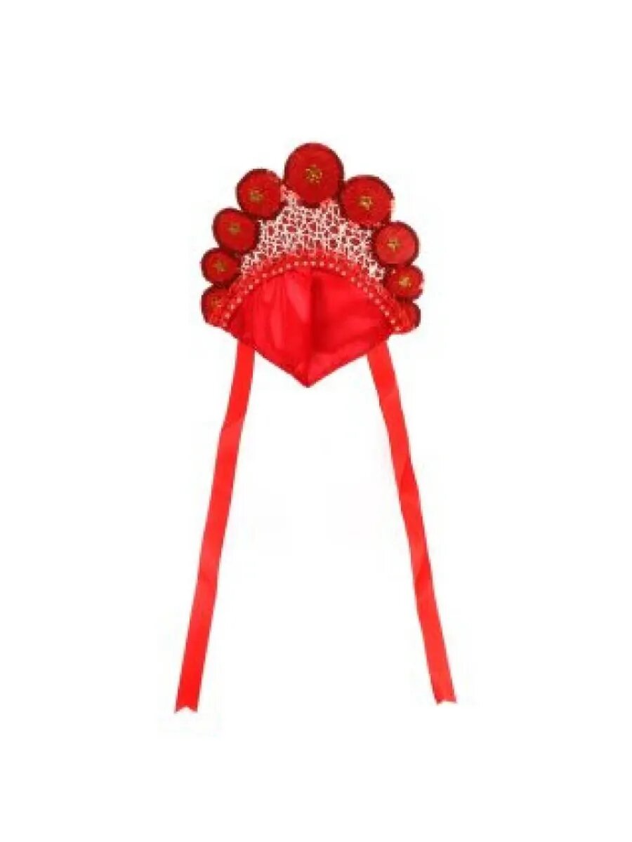 Кокошник Боярушка 28x0.3x28см красный