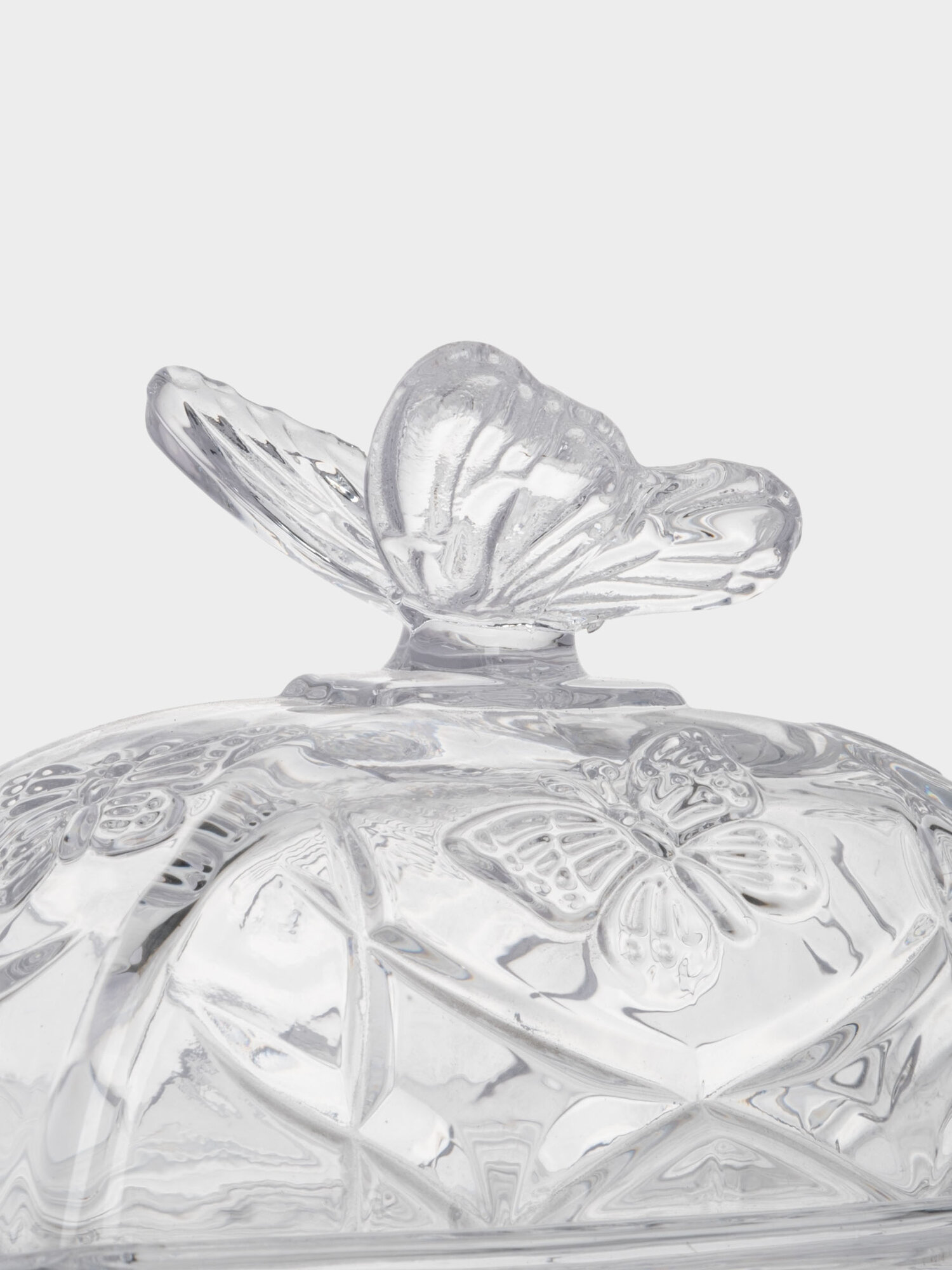 Масленка, 17х12 см, стекло, прямоугольная, Бабочка, Butterfly — фото 1