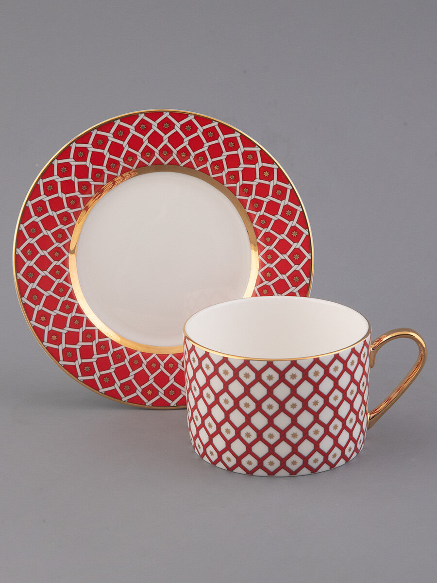 Чайная пара "Скарлетт" форма Идиллия 250 мл, Императорский фарфоровый завод