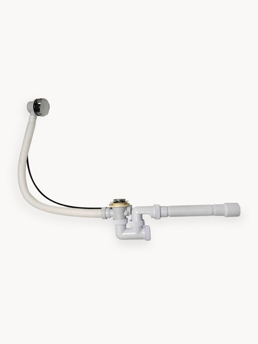 Слив-перелив для ванны Essentials полуавтомат с гофротрубой L500 мм вентиль и клапан латунь