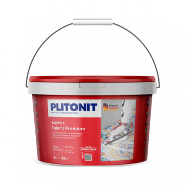 Плитонит Затирка COLORIT Premium для швов плитки (05-13 мм) светло-серая 2 кг