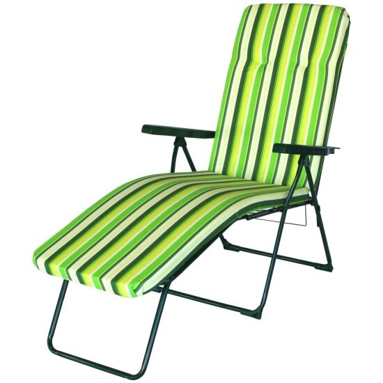 Кресло -шезлонг Garden Story Альберто-2 арт. с1585 (в уп.1 шт.) (каркас зеленый ткань зеленая рис. полоска)