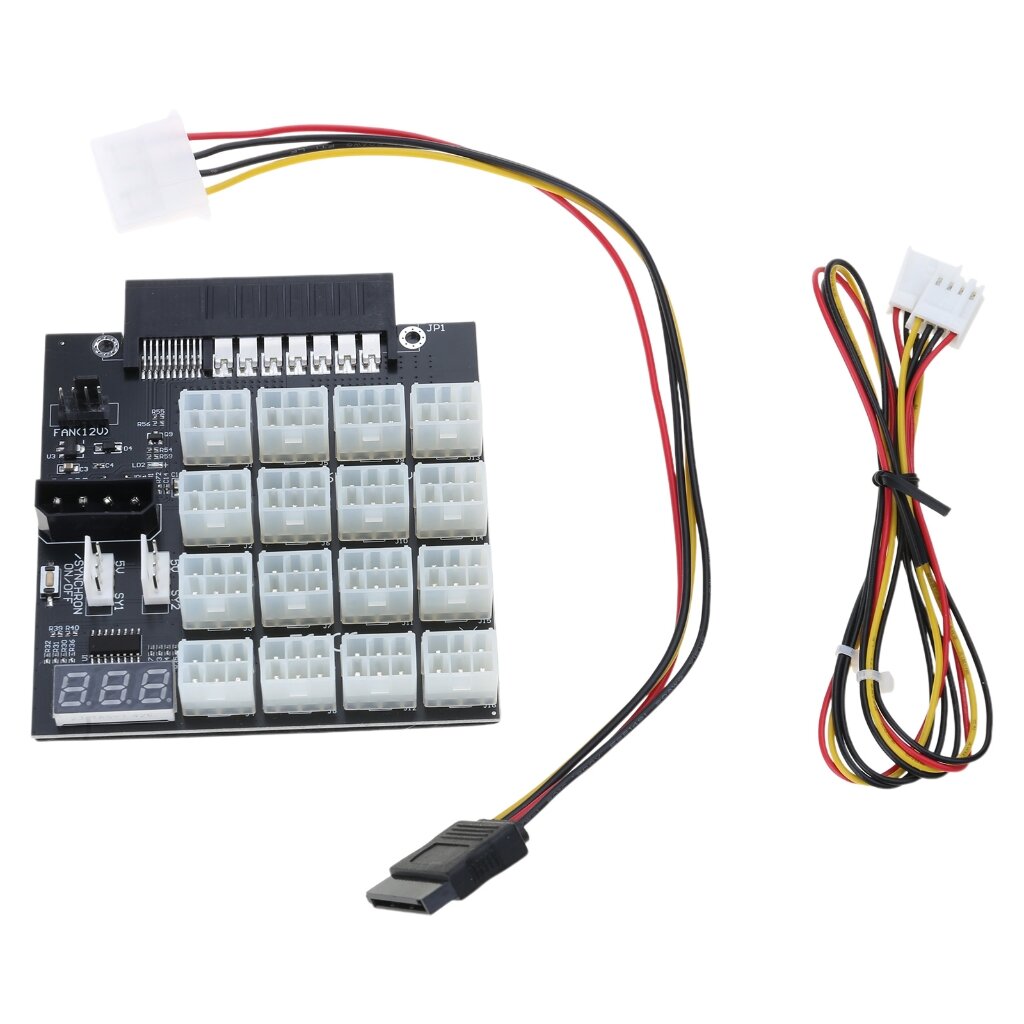 Плата для майнинга с 12 портами и 6-контактным разъемом, светодиодный дисплей, модуль питания 12 В для HP 500 Вт, 800 Вт, 1400 Вт, 1600 Вт, блок питания для графического процессора