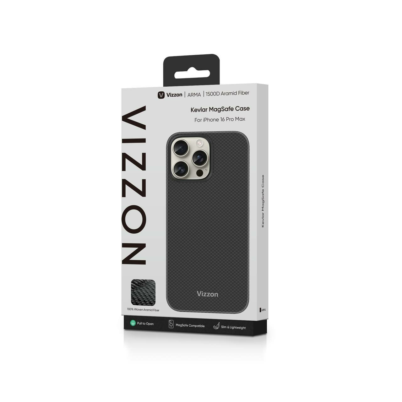 Чехол Vizzon "ARMA BLACK", для iPhone 16 Pro Max, ударопрочный — фото 1