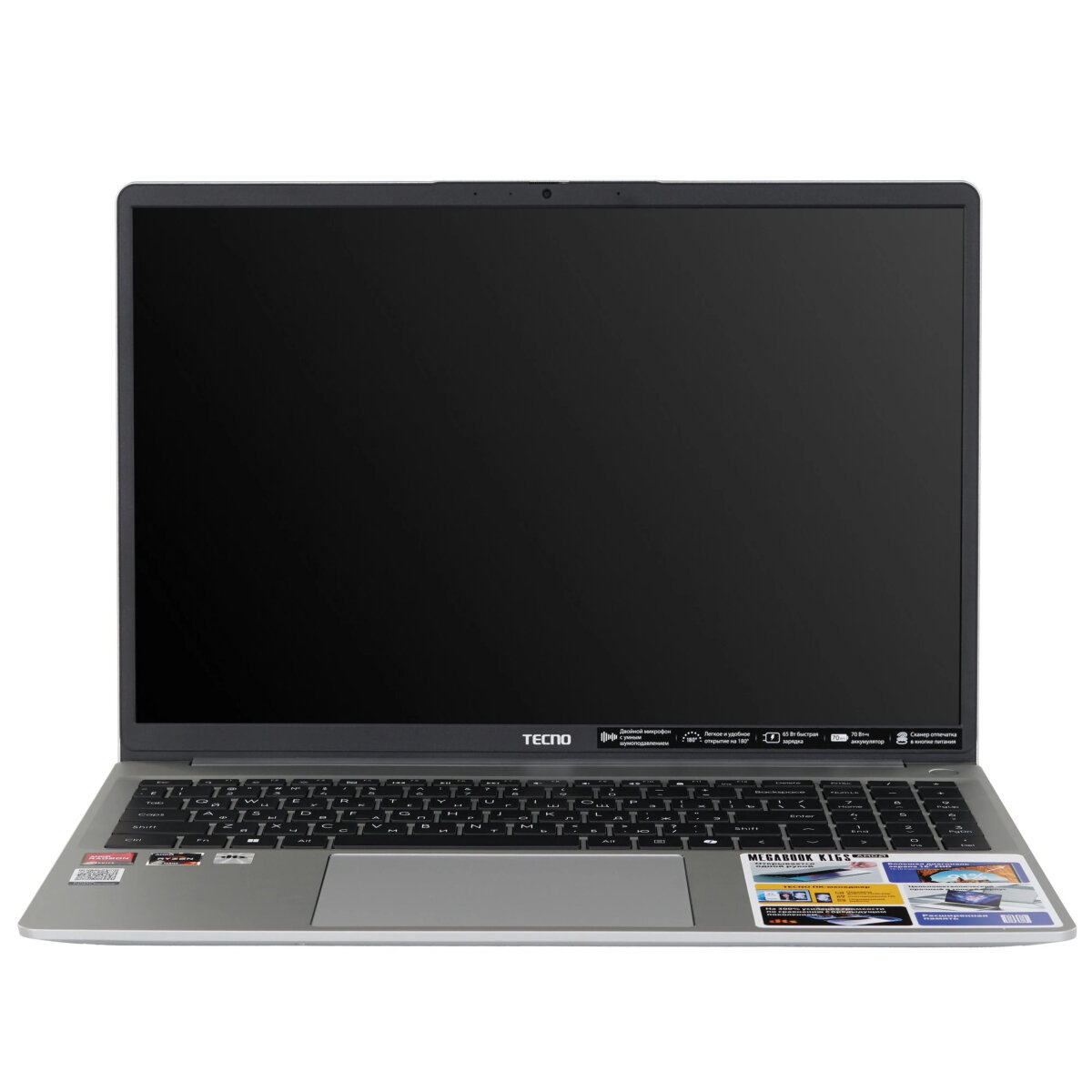 16" Ноутбук Tecno Megabook K16S, AMD Ryzen 7 5800U, DDR4 16ГБ, SSD 1ТБ, AMD Radeon Graphics, Windows 11 Home, Silver — фото 1