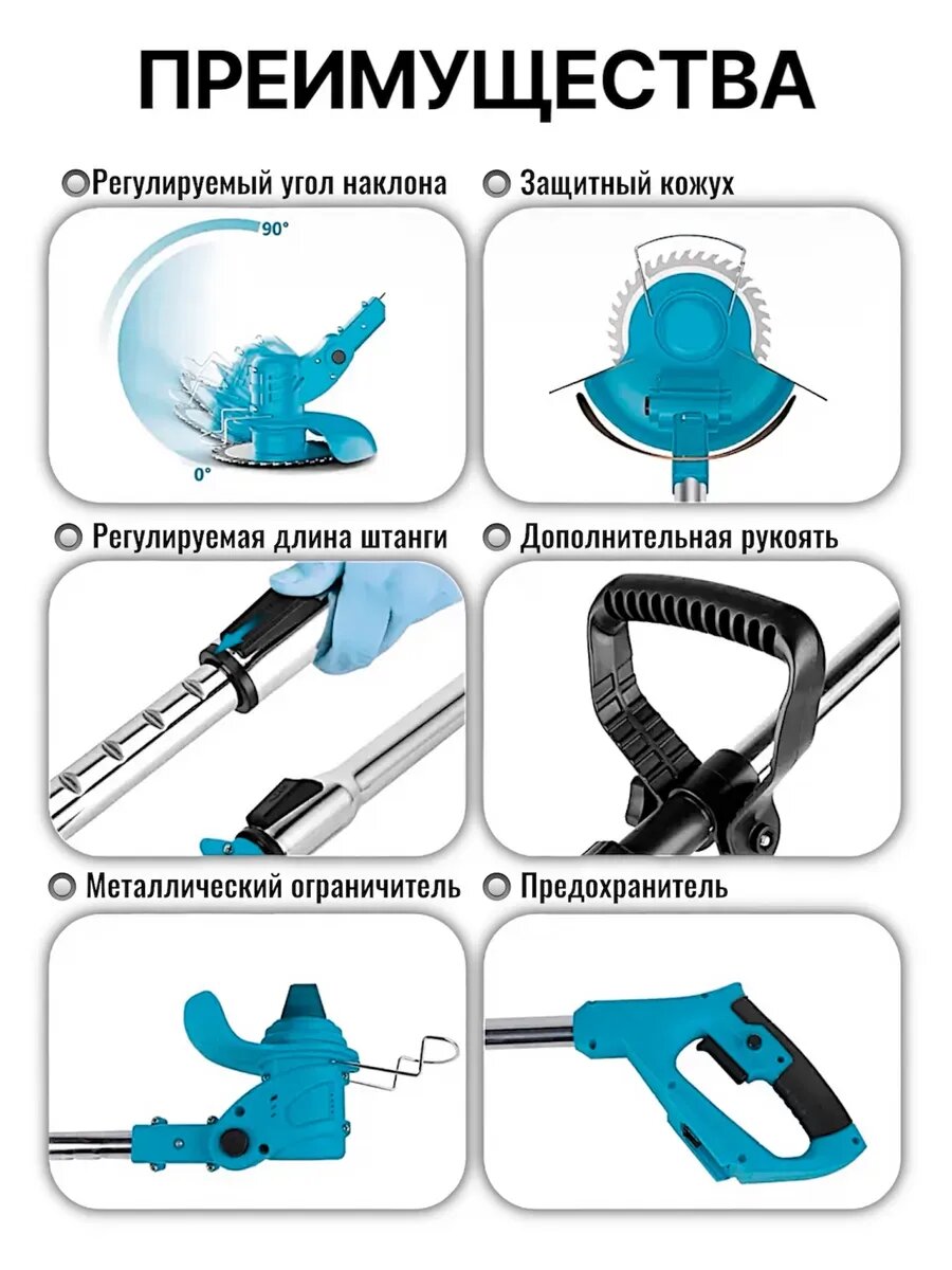 Набор садовый инструментов аккумуляторный 4в1 секатор /пила / триммер / воздуходувка — фото 1