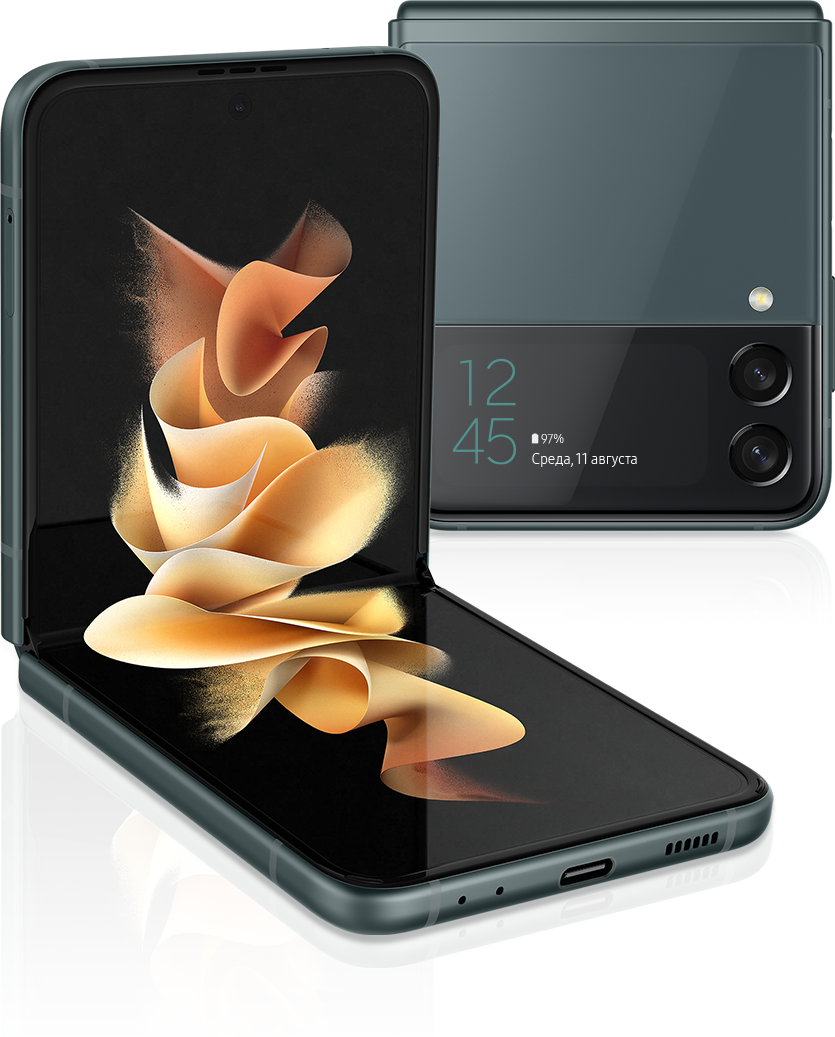 Смартфон Samsung Galaxy Z Flip 3, 8+256GB, nano SIM+eSIM, Зелёный