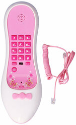 Каблук-телефон с проводом в бело-розовом цвете для декора дома и офиса с ярким дизайном и четким звуком