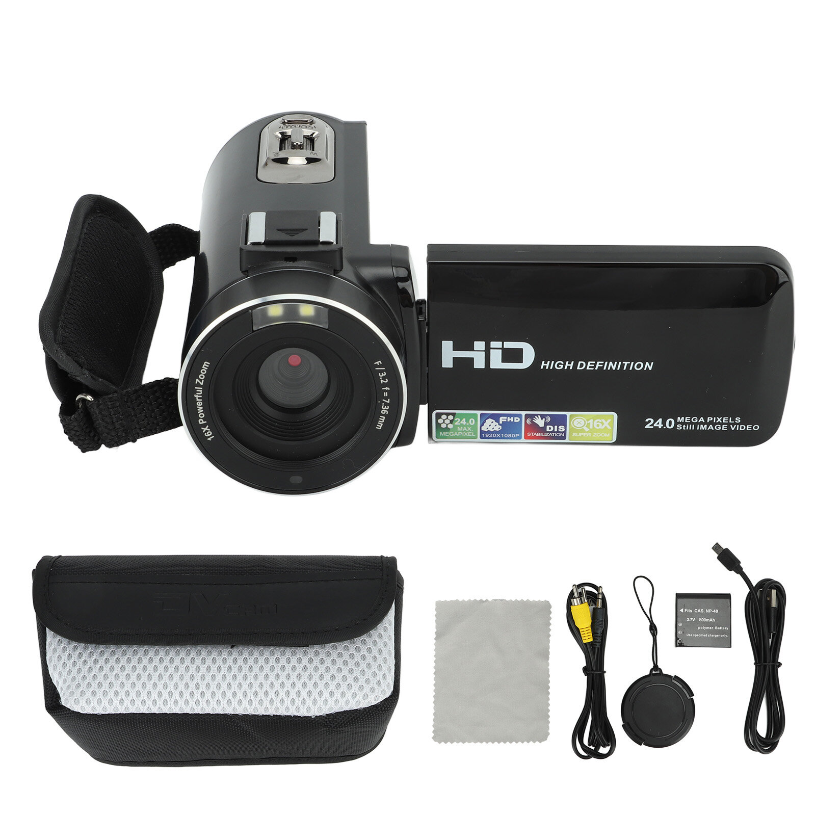 Цифровая камера рекордер 3,0 дюйма 1080P 24MP 16X цифровой зум с поворотным экраном видеокамера для видеоблогов
