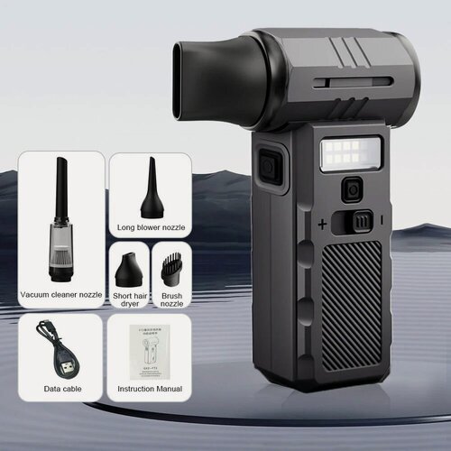 Изображение товара Мощный 800000 об/мин жестокий вентилятор Сильный пылевой вентилятор Мини-турбоструйный вентилятор Перезаряжаемый турбовентилятор 58 м/с Мощный вентилятор для чистки, F028