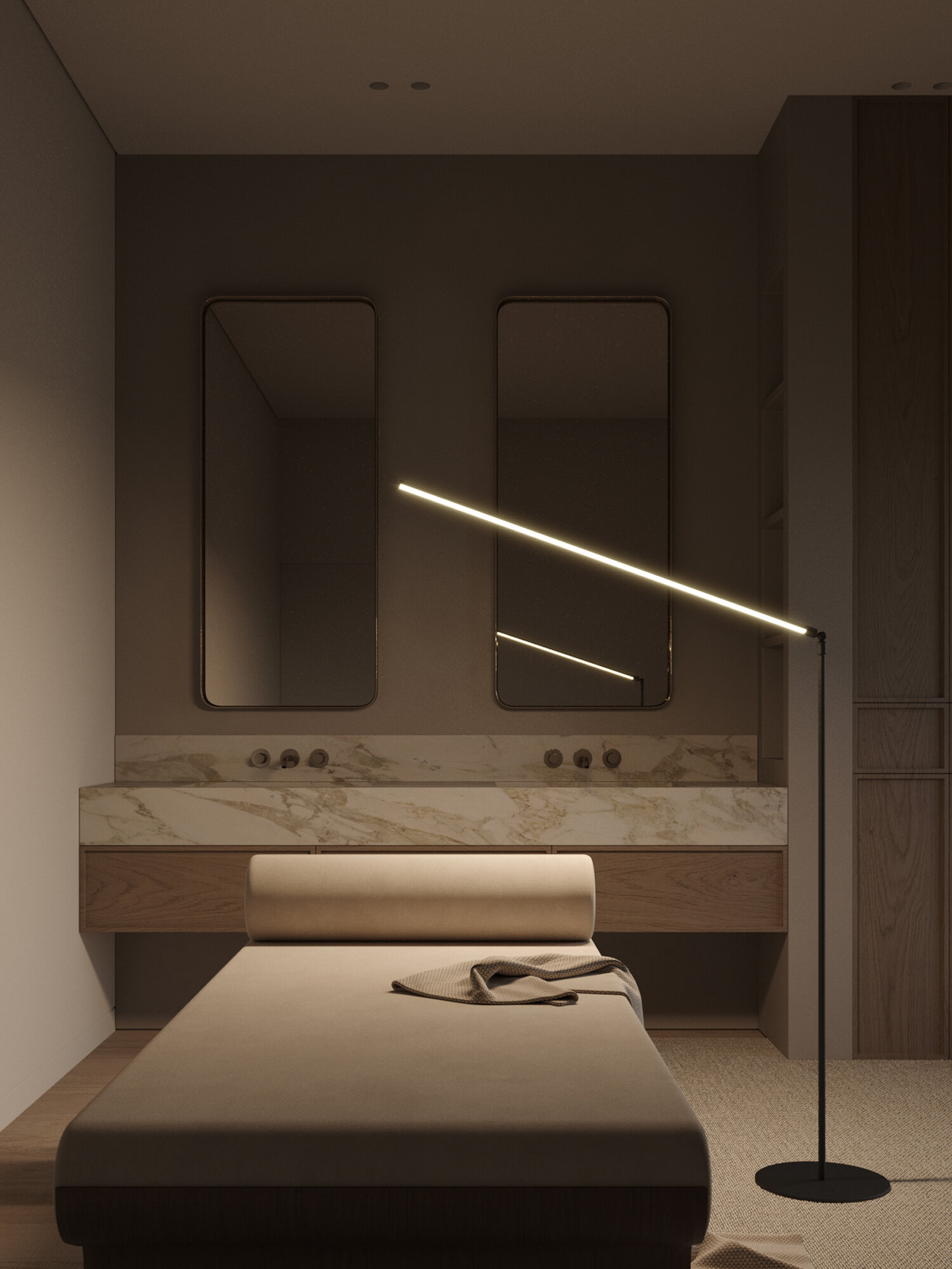 Изображение Черный напольный светильник Riflessio Rower с пультом, высокая яркость