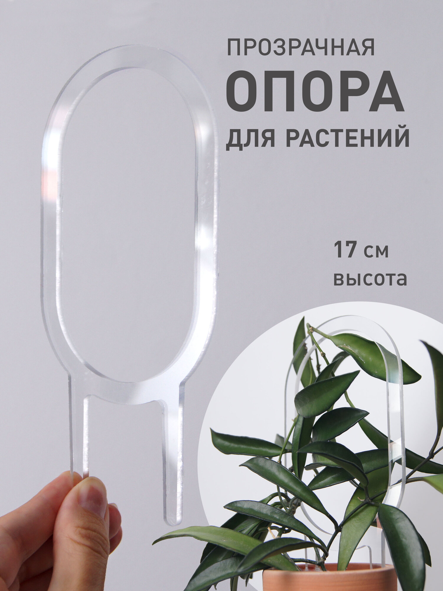 Опора для комнатных цветов и растений прозрачная высота 17 см